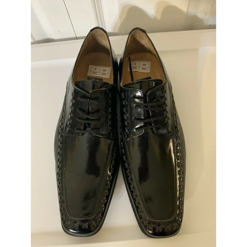 Yensa Men’s Sz‎ 10 Dress Shoes Black LACE UP OXFORDS